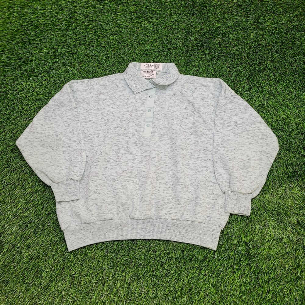 Vintage 80s MOD Sweatshirt Womens XL 23x22 Gray Green
